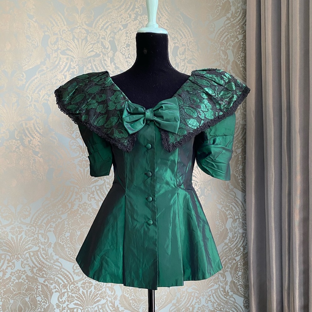 Vintage Emerald Peplum Top